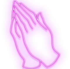 Neon Praying Hand Gesture